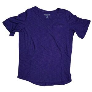 Roamans Womens Purple V-Neck Short Sleeve Pocket Tee Size L 18/20